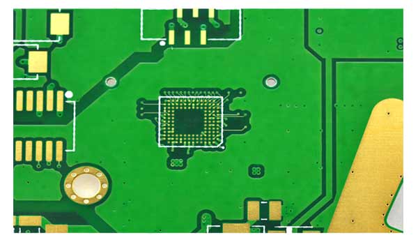 Board electronics with holes