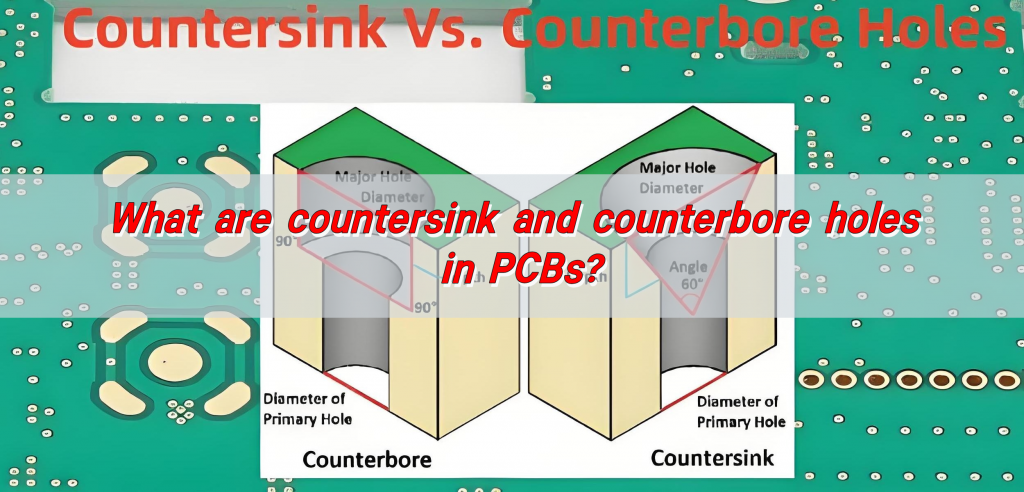 What are countersink and counterbore holes in PCBs?